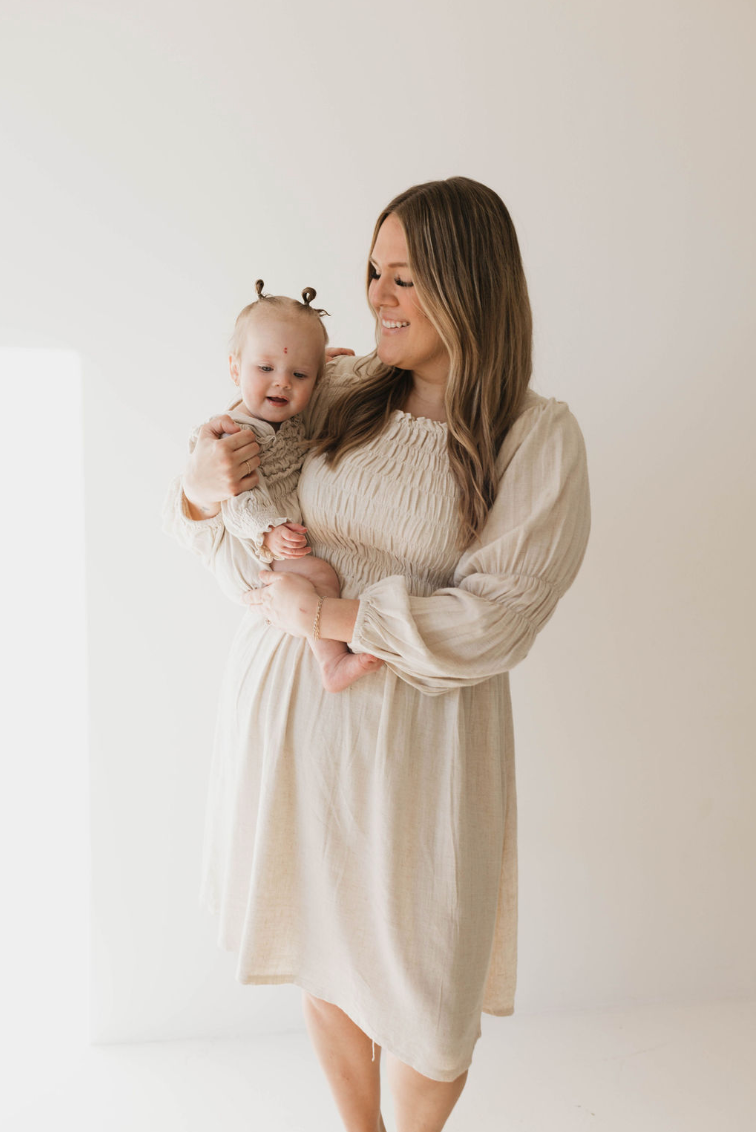 baby linen dress Frilled linen dress | Light beige | Baby