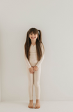 Two Piece Bamboo Pajamas | Ribbed Cream