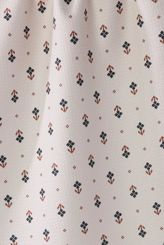 Geometry Folk Pixel White Tea Towel