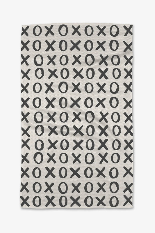 Geometry Hug and Kiss White Tea Towel