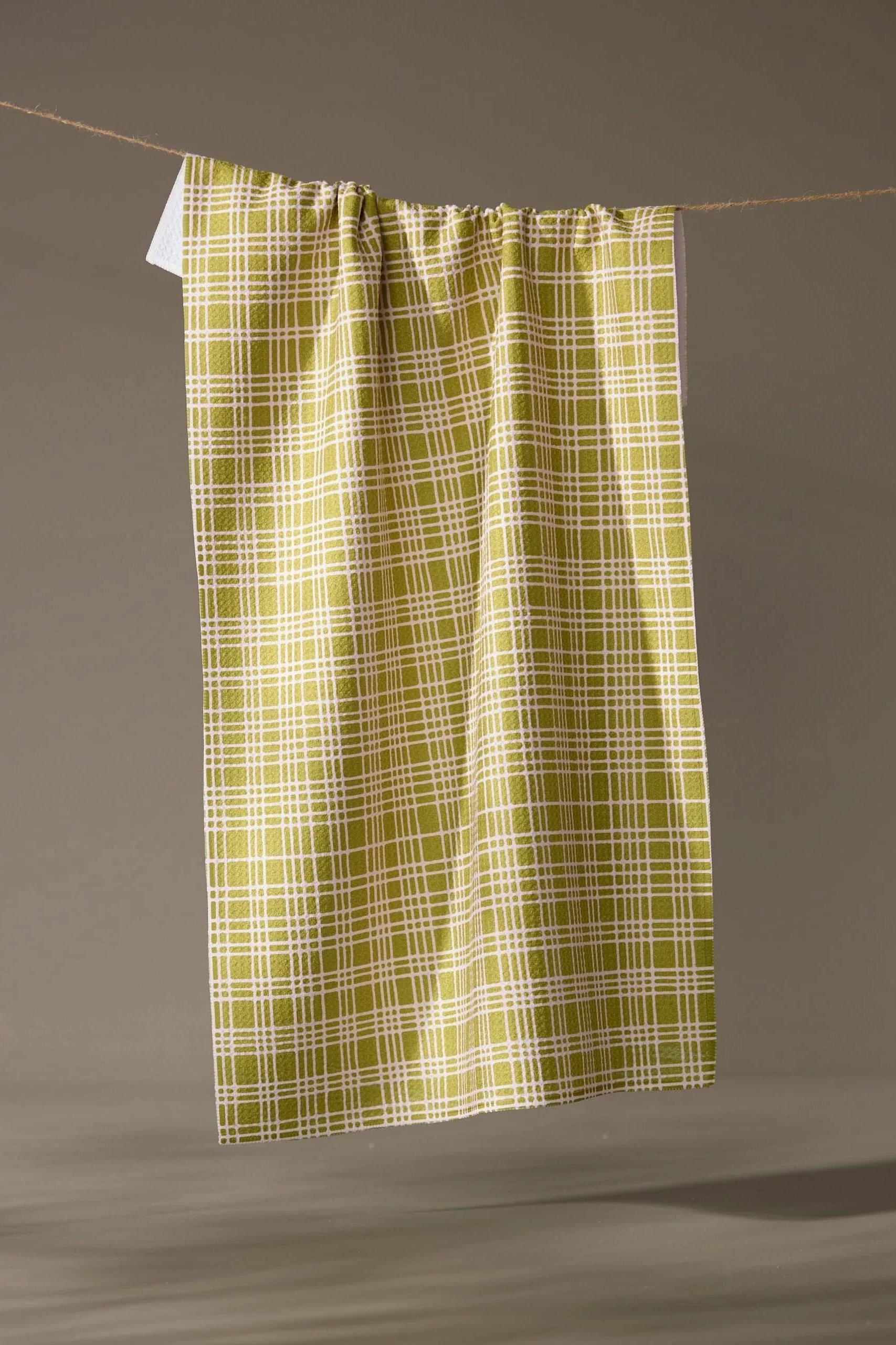 Geometry Orchard Plaid Green Tea Towel