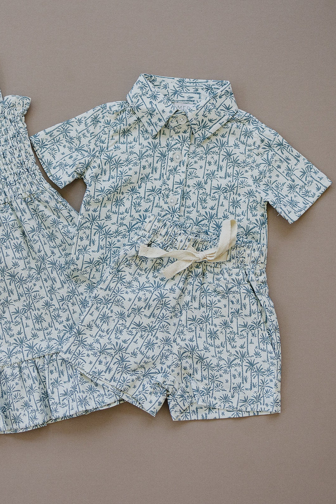 Palm Tree Linen Button Up Shirt