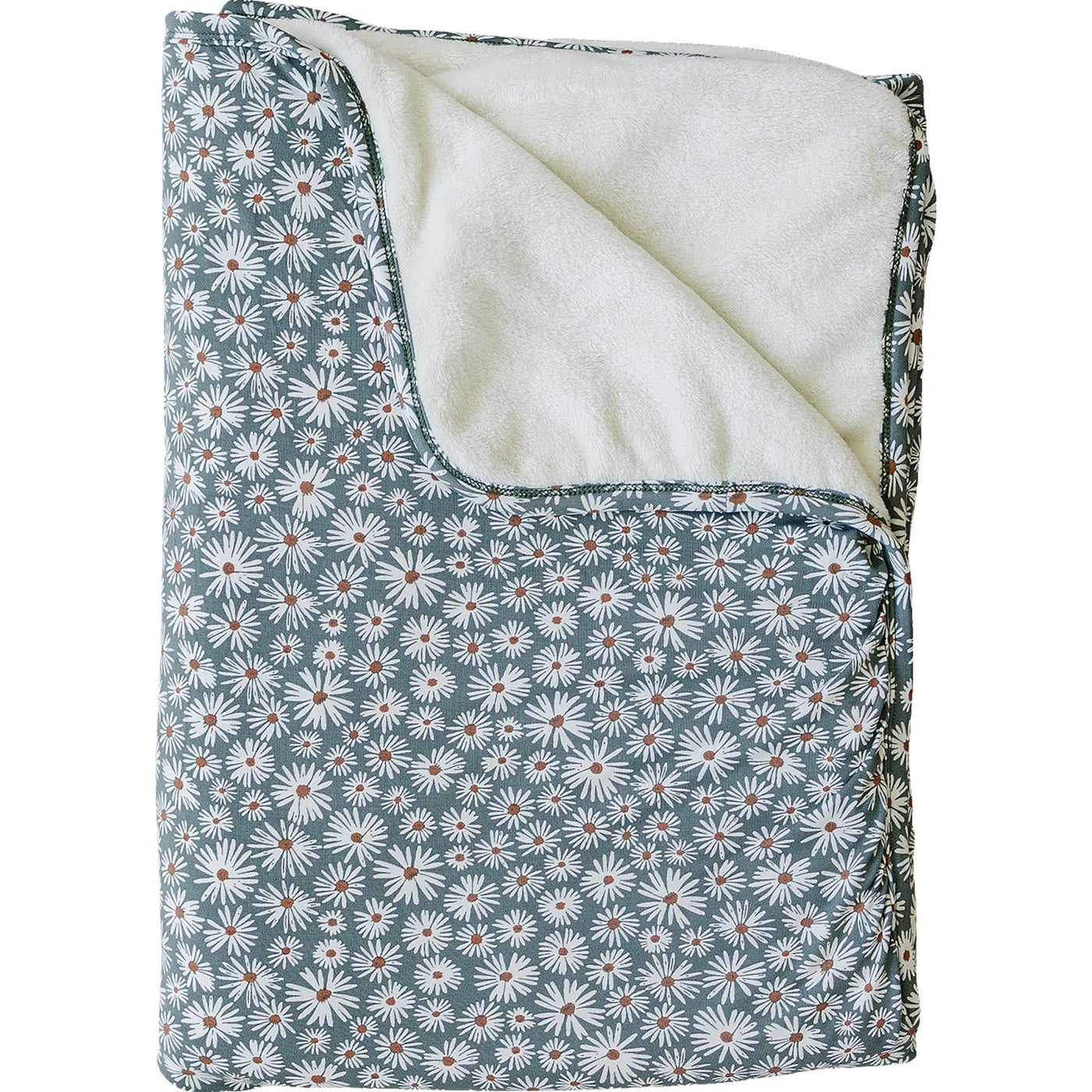 Dark Green Daisy Bamboo Fleece Quilt