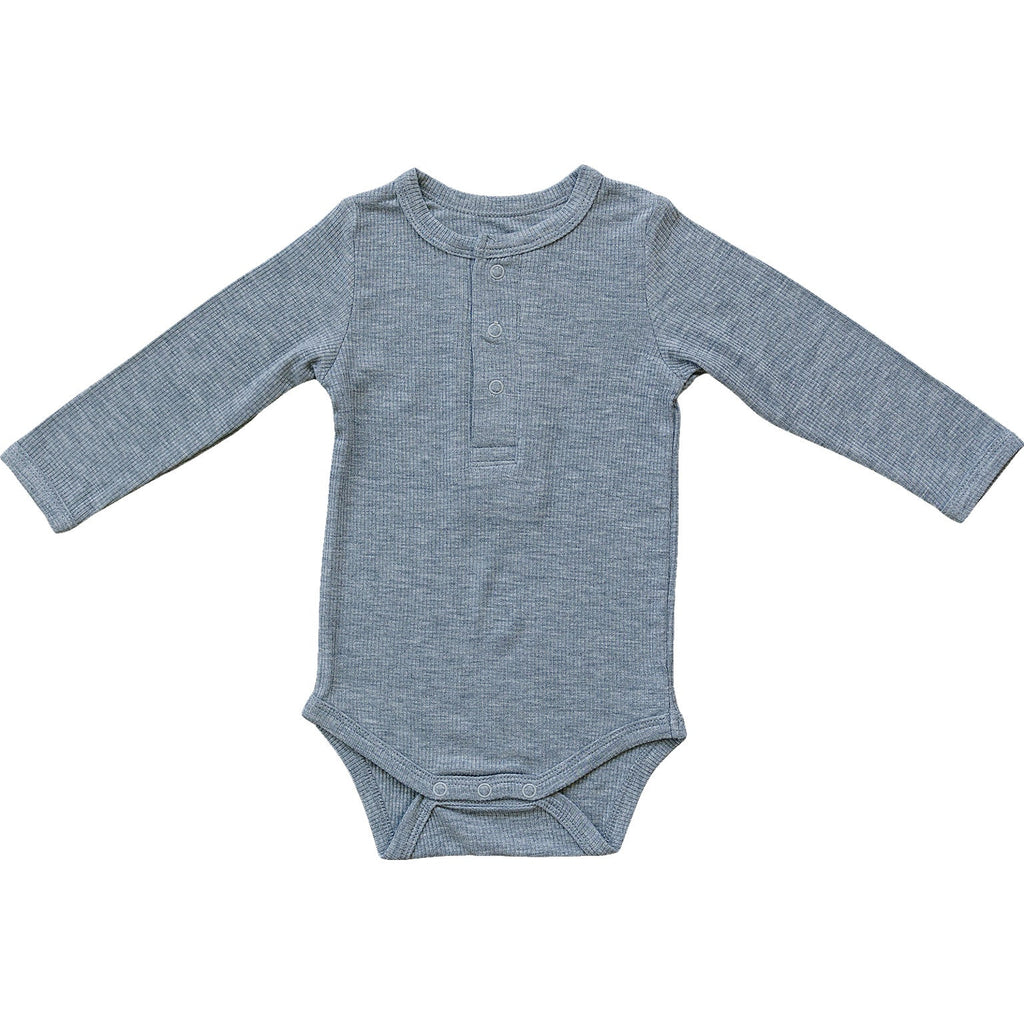 Heather Grey Bamboo Snap Long Sleeve Ribbed Bodysuit