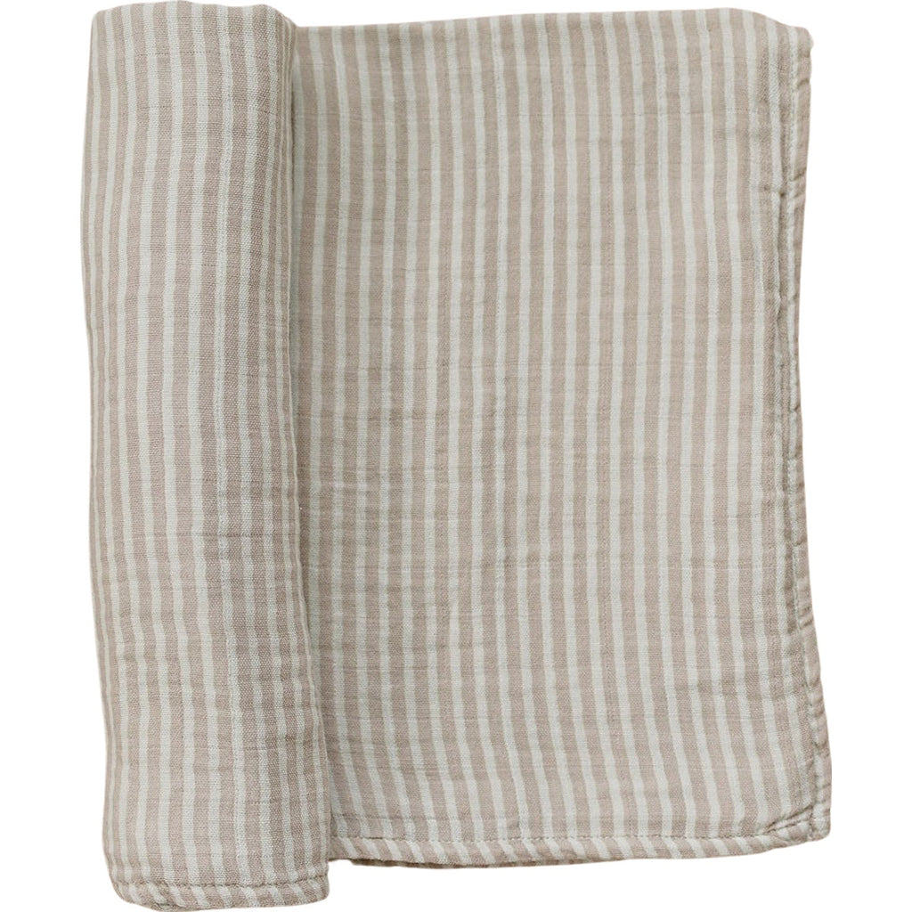 Taupe Stripe Muslin Swaddle Blanket