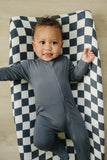 Charcoal Checkered Muslin Changing Pad Cover