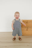 Gingham Short Linen Overalls
