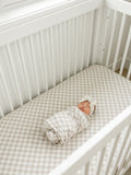 Taupe Checkered Bamboo Stretch Crib Sheet