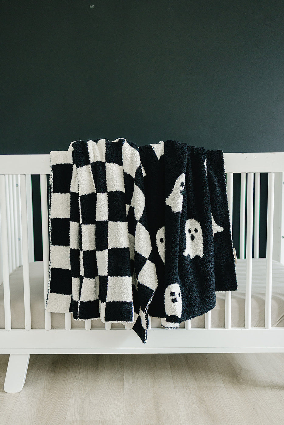 Black and white plush blanket sale