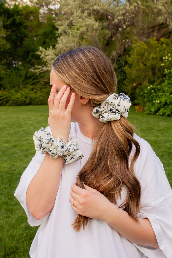 Botanical Blue Jumbo Scrunchie