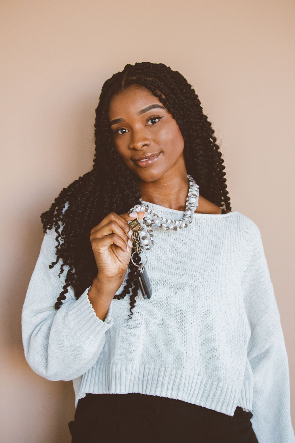 Brown Checkered Lanyard