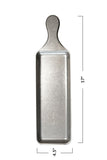 Metal spatula with dimensions on a white background