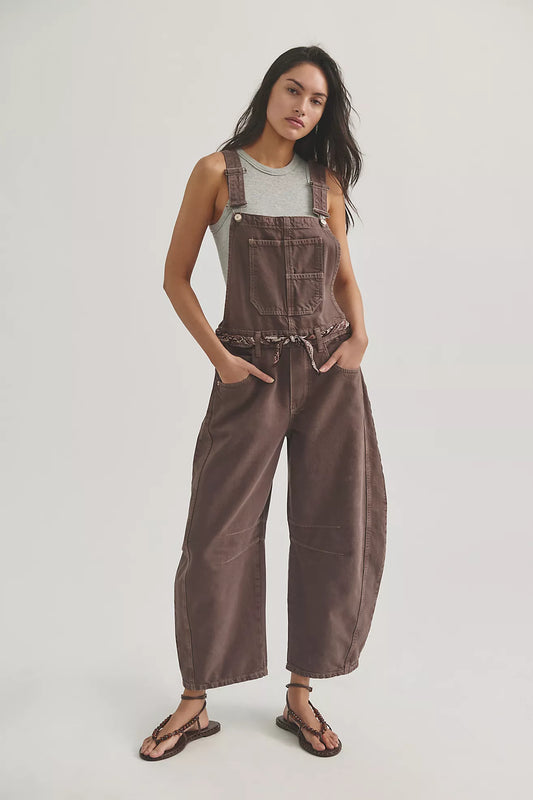 Free People Good Luck Barrel Overalls