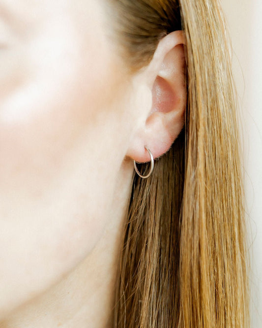 Huggie Infinity Hoop Earrings - Ava Silver 12mm