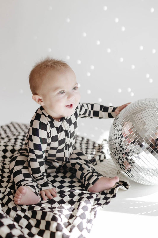 Black Checker | Bamboo Zip Pajamas