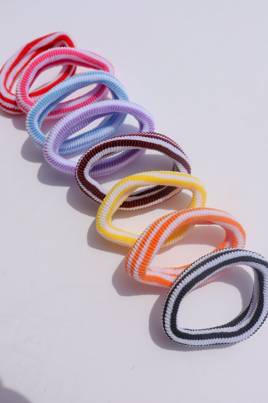 a group of colorful hair ties