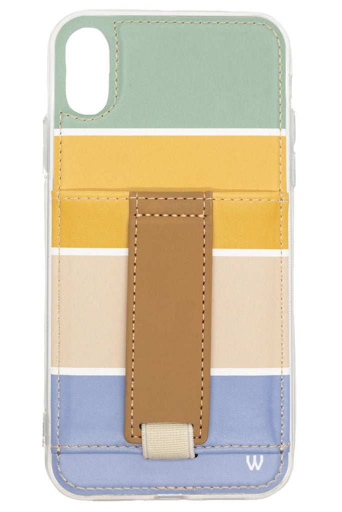 a phone case with a leather strap