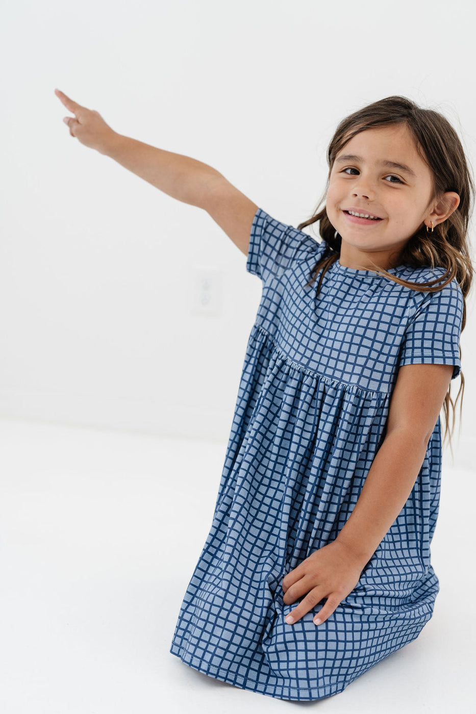 Smock Dress in Denim Grid