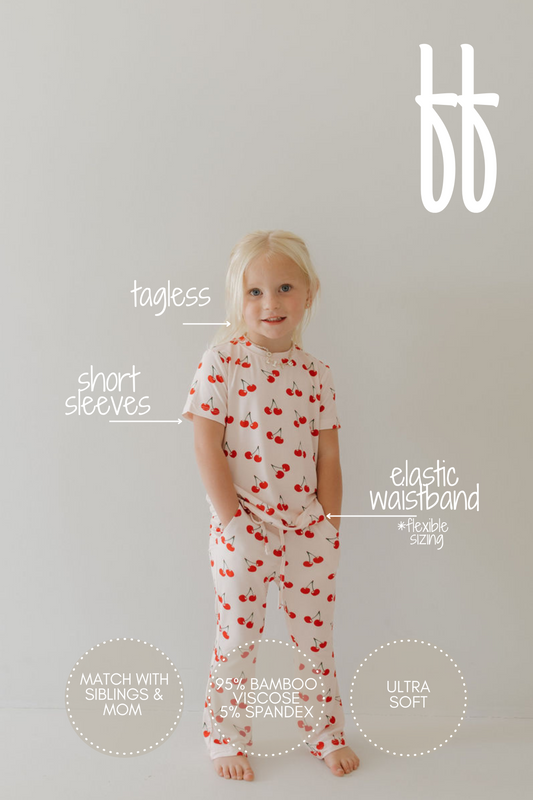 Toddler Short Sleeve Bamboo Lounge Set | Cherry Orchard
