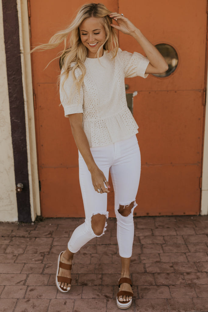 White Distressed Jeans | ROOLEE
