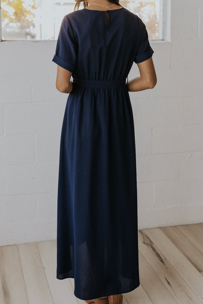 Navy Maxi Wrap Dress | ROOLEE