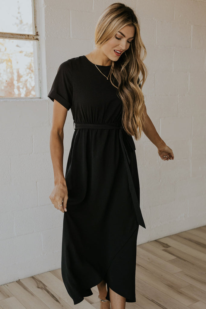 Black Waist Tie Dress | ROOLEE