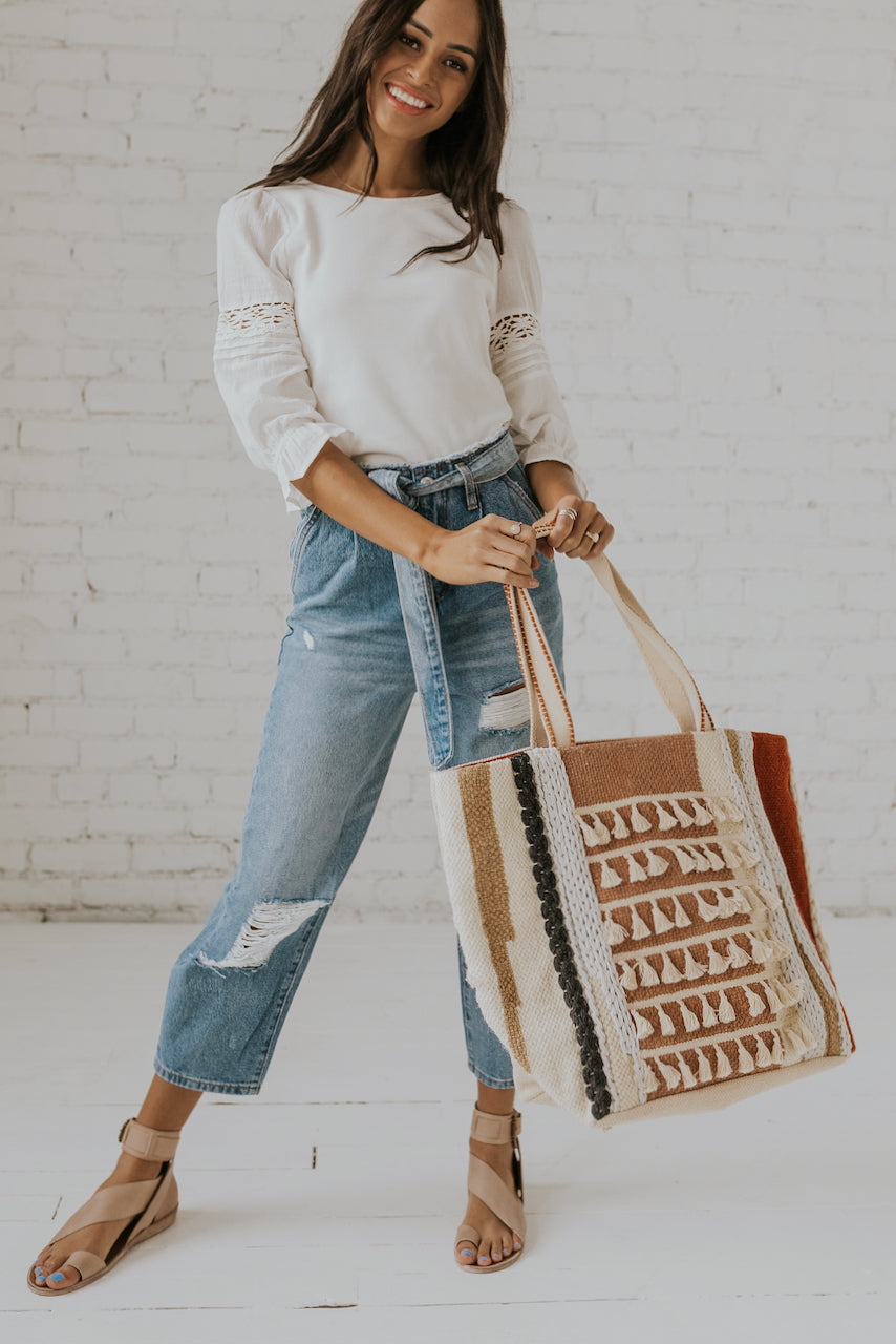 Roolee Sandy Toes Woven Tote Bag