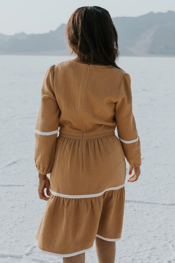 Textured ruffle dress for women | ROOLEE