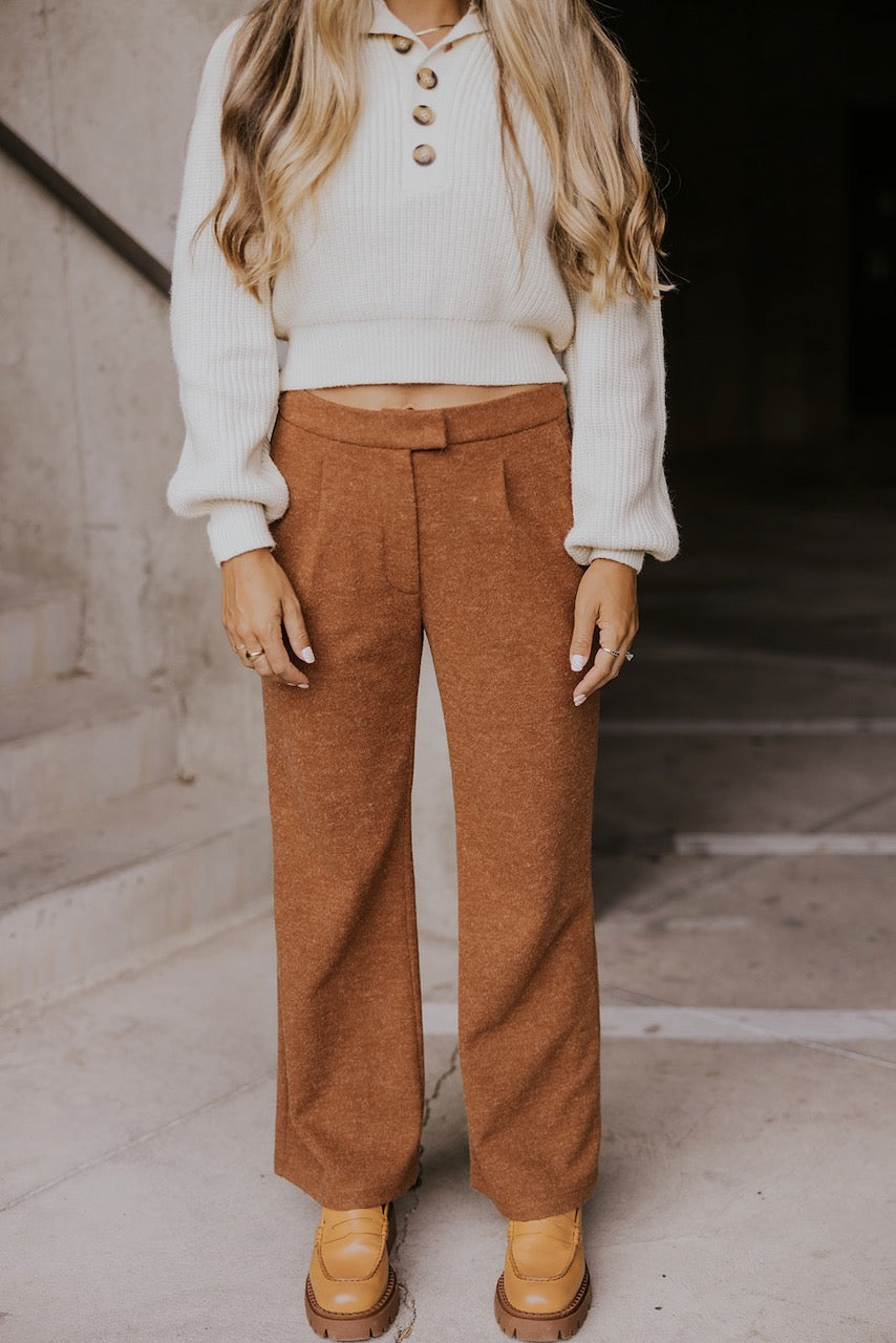 Brown Straight Leg Trousers - Women's Office Outfits | ROOLEE