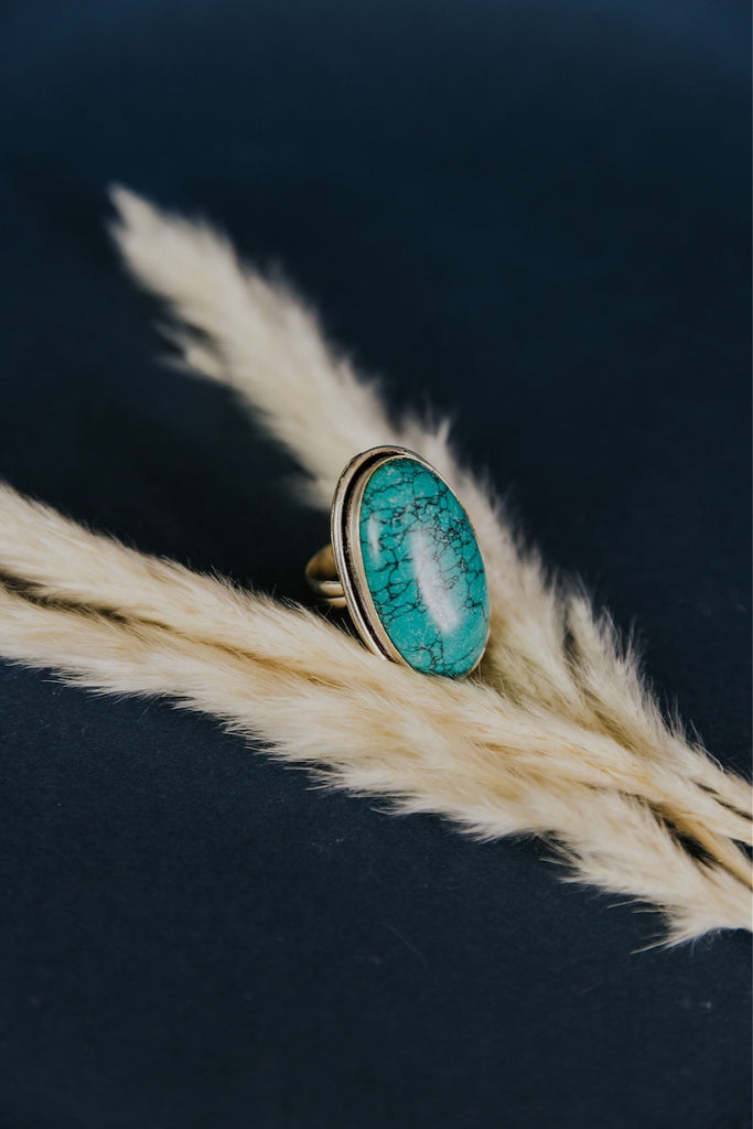 925 Sterling Silver Oval Tibetan Turquoise Ring at Rs 1113.28/piece | Pink  City | Jaipur | ID: 15096913530