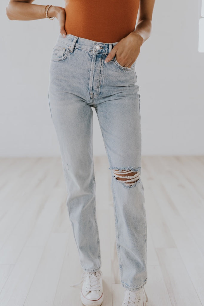 Free People Women's Light Wash High Rise The Lasso Jeans