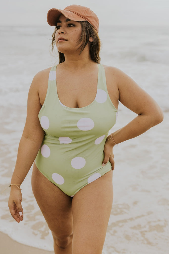 Green Polka Dot One Piece Swimsuit | ROOLEE
