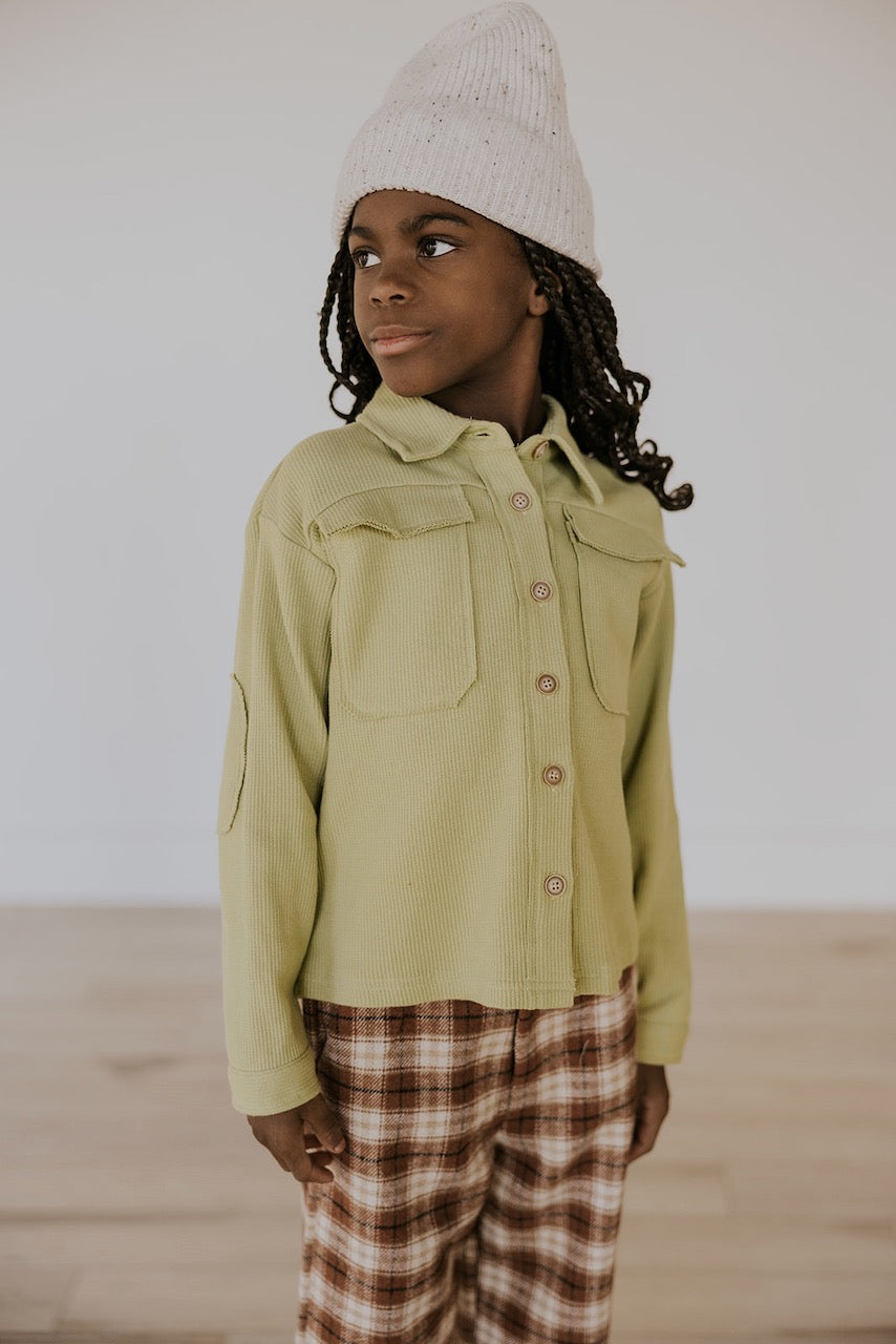 Green Waffle Knit Jacket | ROOLEE Kids