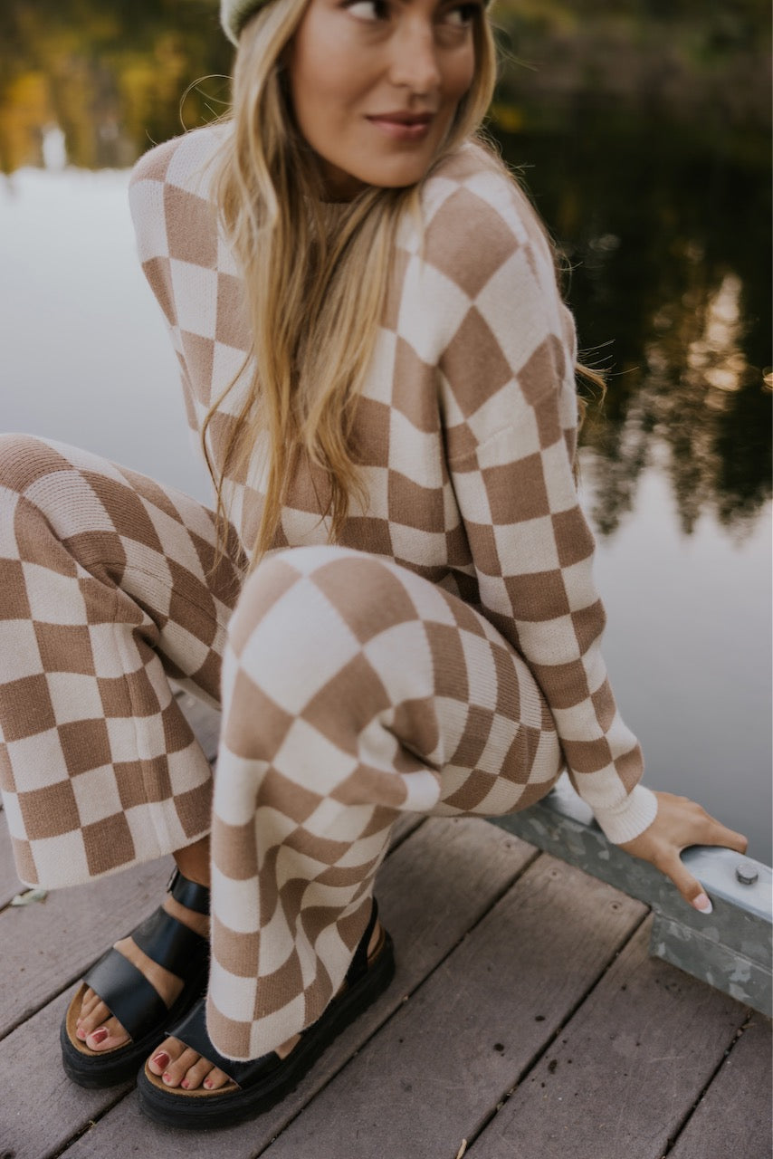 Checkered Straight Leg Pants - Women's Two Piece Sets | ROOLEE