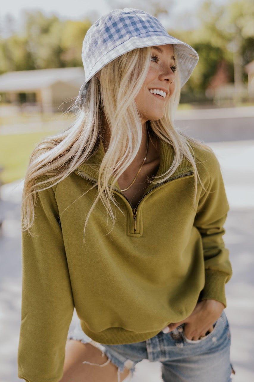 Green Quarter Zip Pullover | ROOLEE