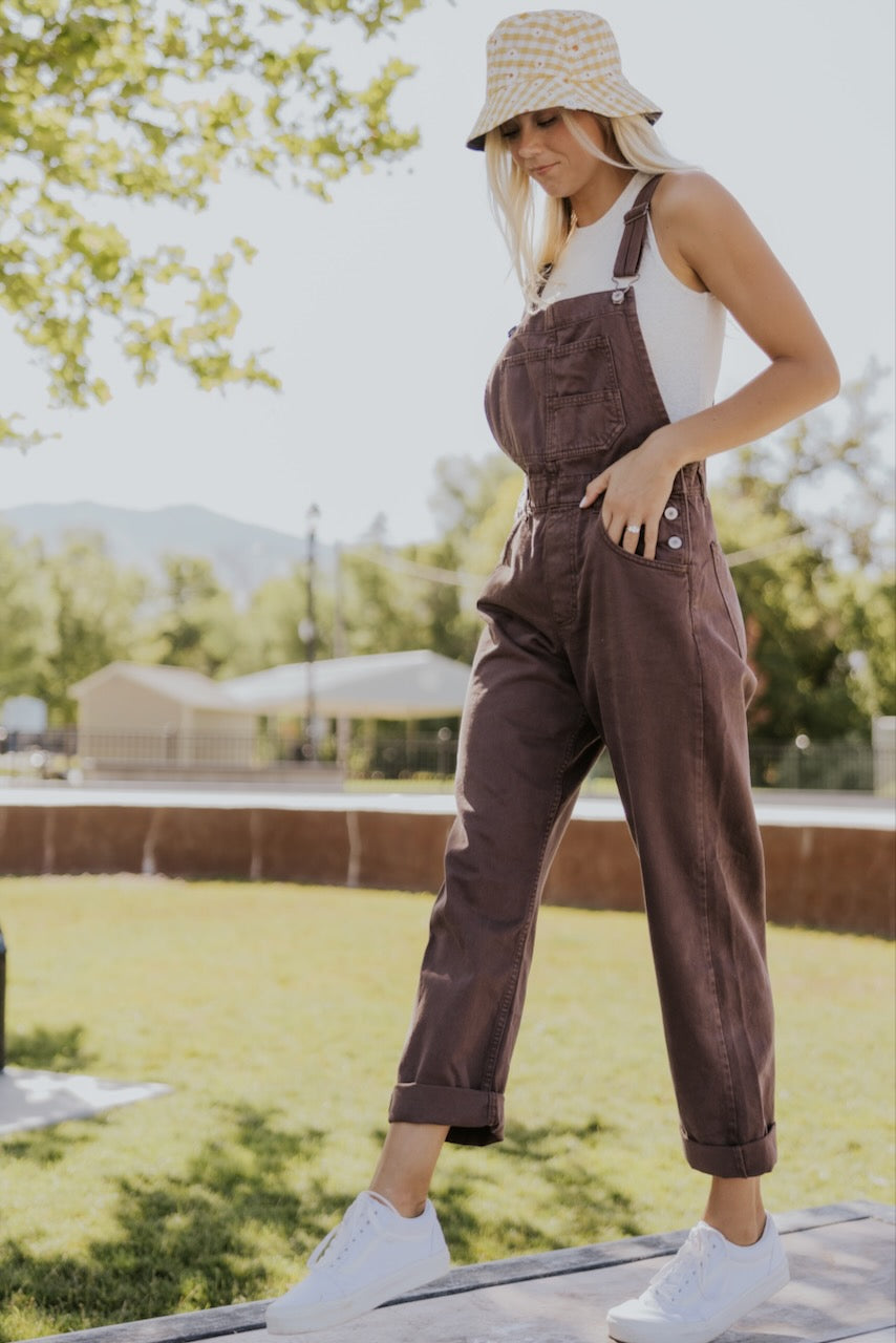 Slouchy Brown Overalls | ROOLEE