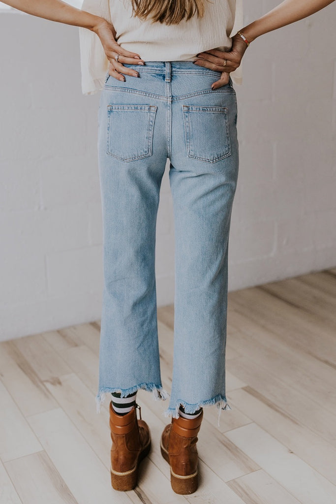 Raw Hemline Straight Jeans For Woman | ROOLEE
