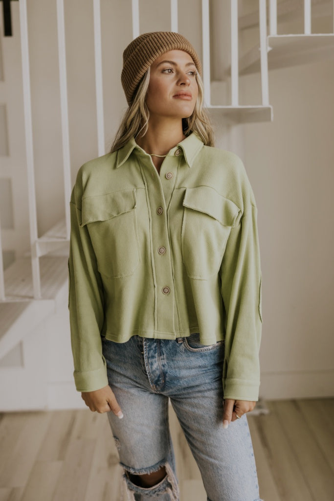 Button Up Cropped Shacket | ROOLEE