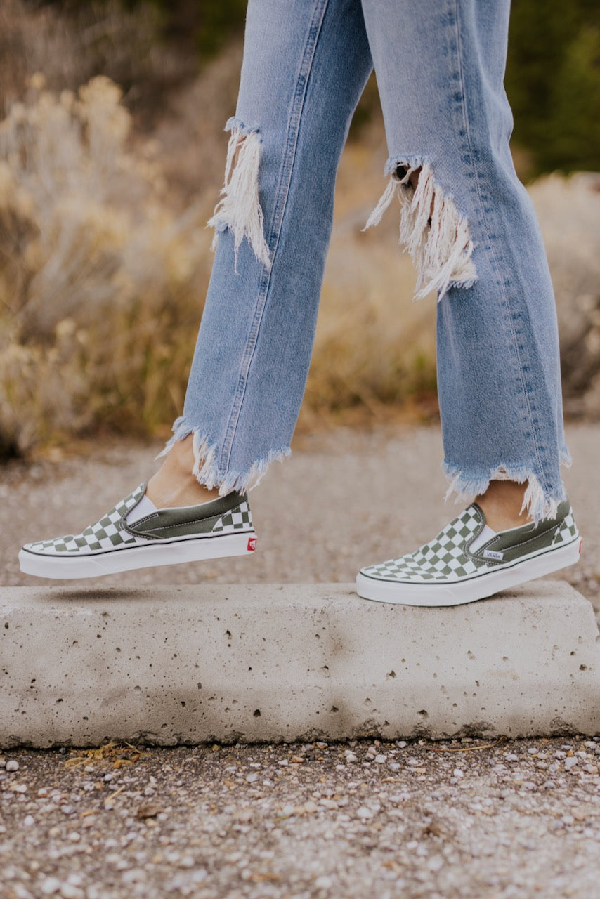 Slip on checkered vans outfits Clearance