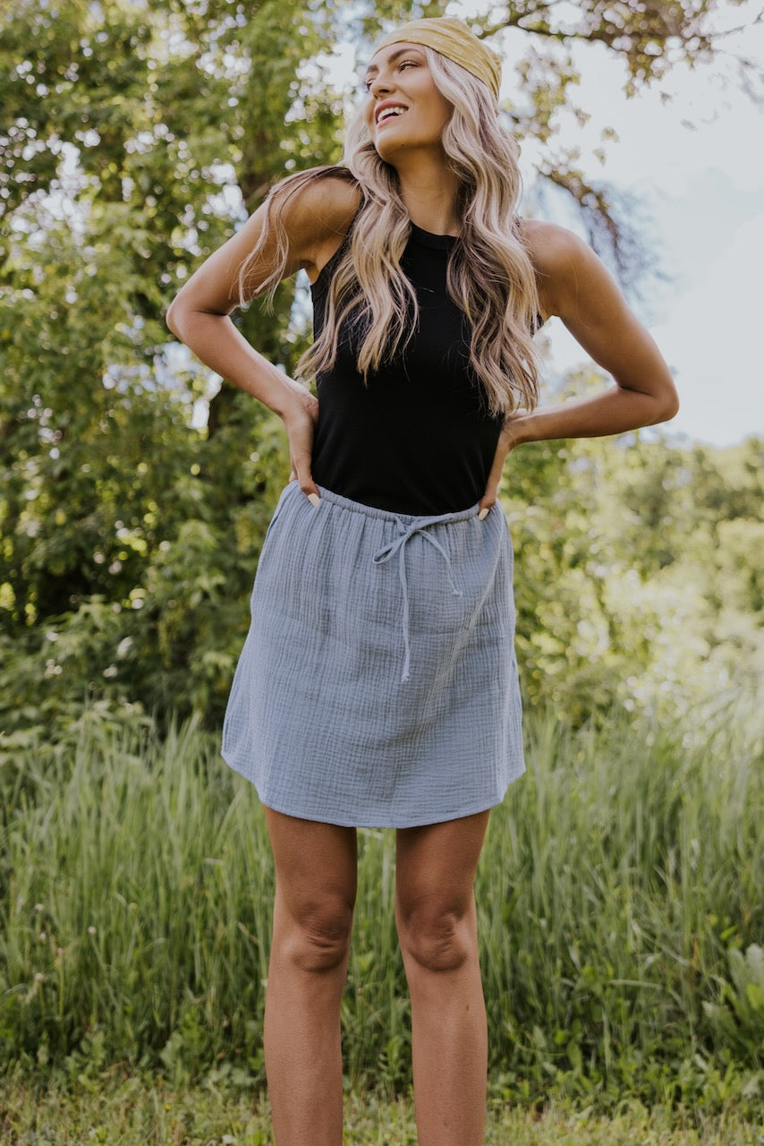 Cool Mom Textured Mini Skirt