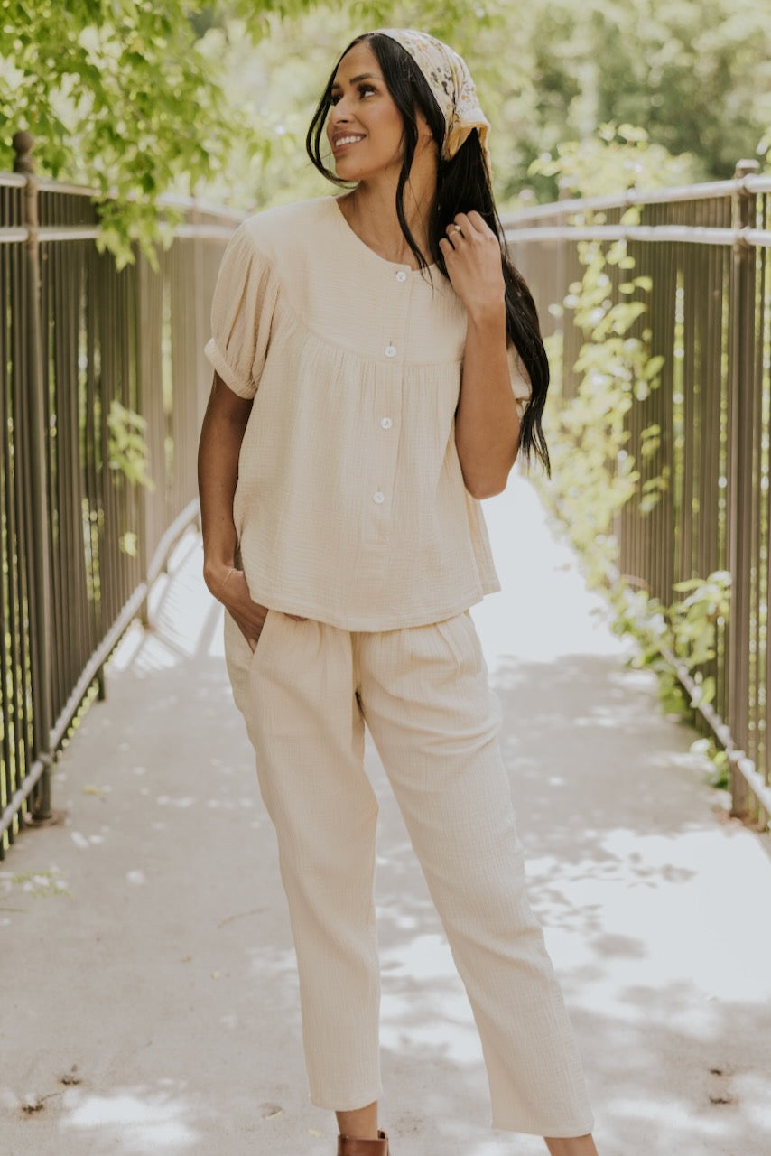 Ivory Cotton Bottoms For Women | ROOLEE