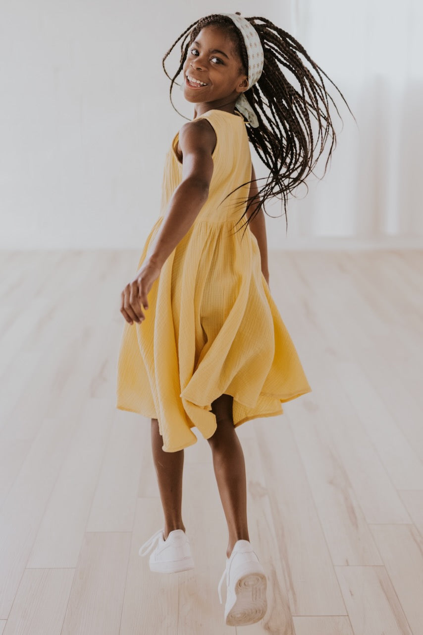 Girls Sleeveless Yellow Dress | ROOLEE
