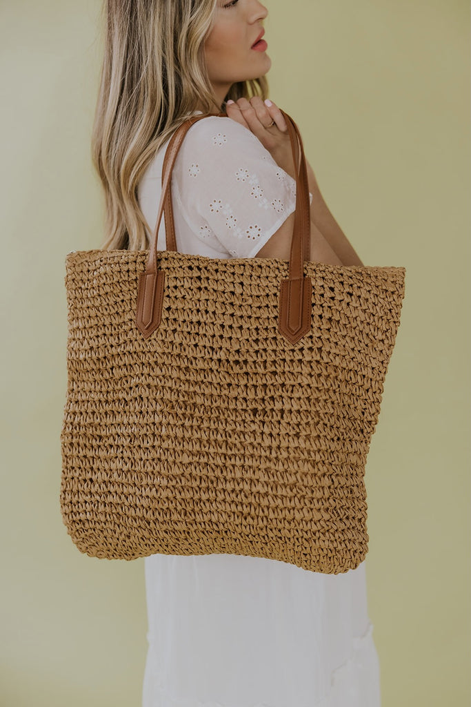 Brown Woven Tote | ROOLEE