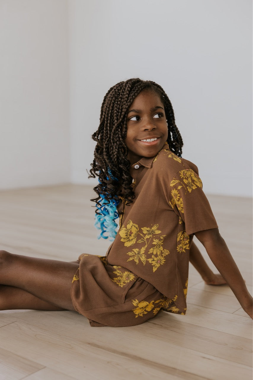 Yellow Floral Top For Girls | ROOLEE Kids