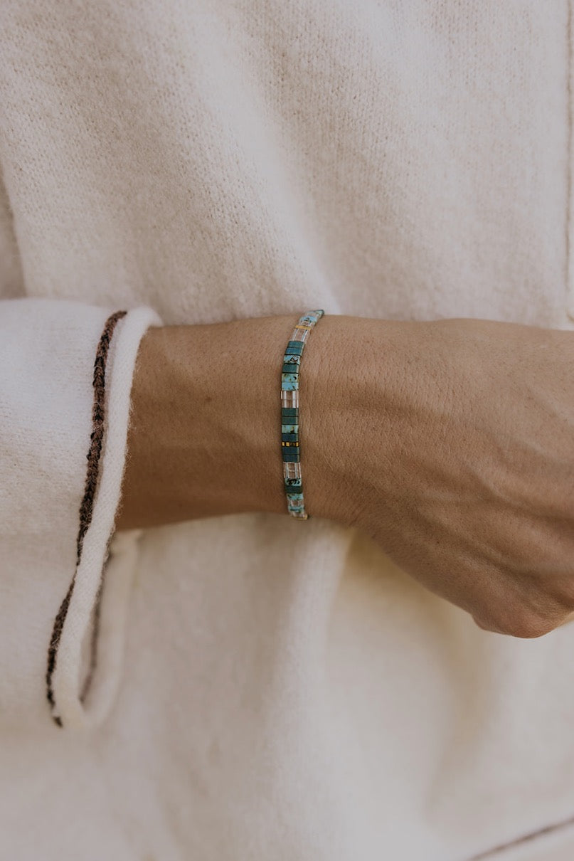 Cyan Stretch Cord Bracelets | ROOLEE