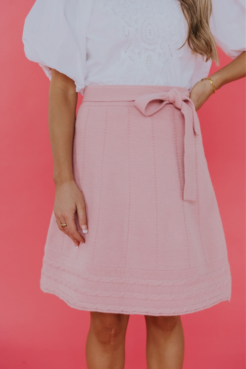 Pink Knit Skirt - Women's Knee Length Skirts | ROOLEE