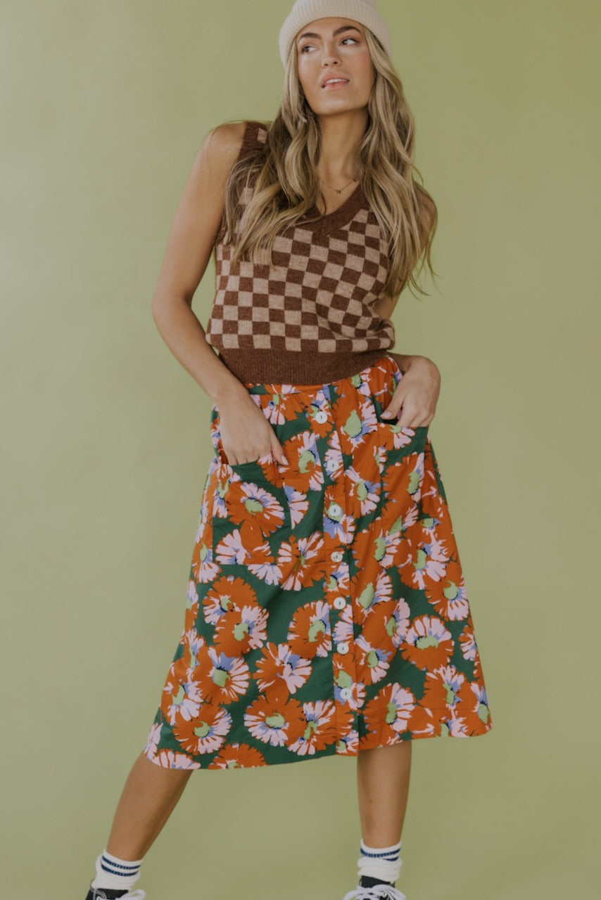 The Eudora Floral Button Skirt
