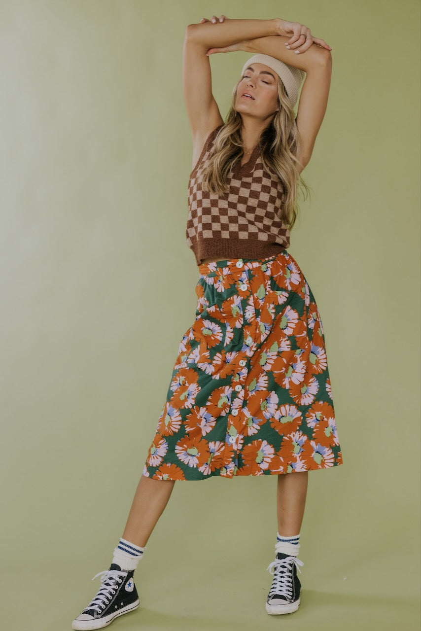 The Eudora Floral Button Skirt