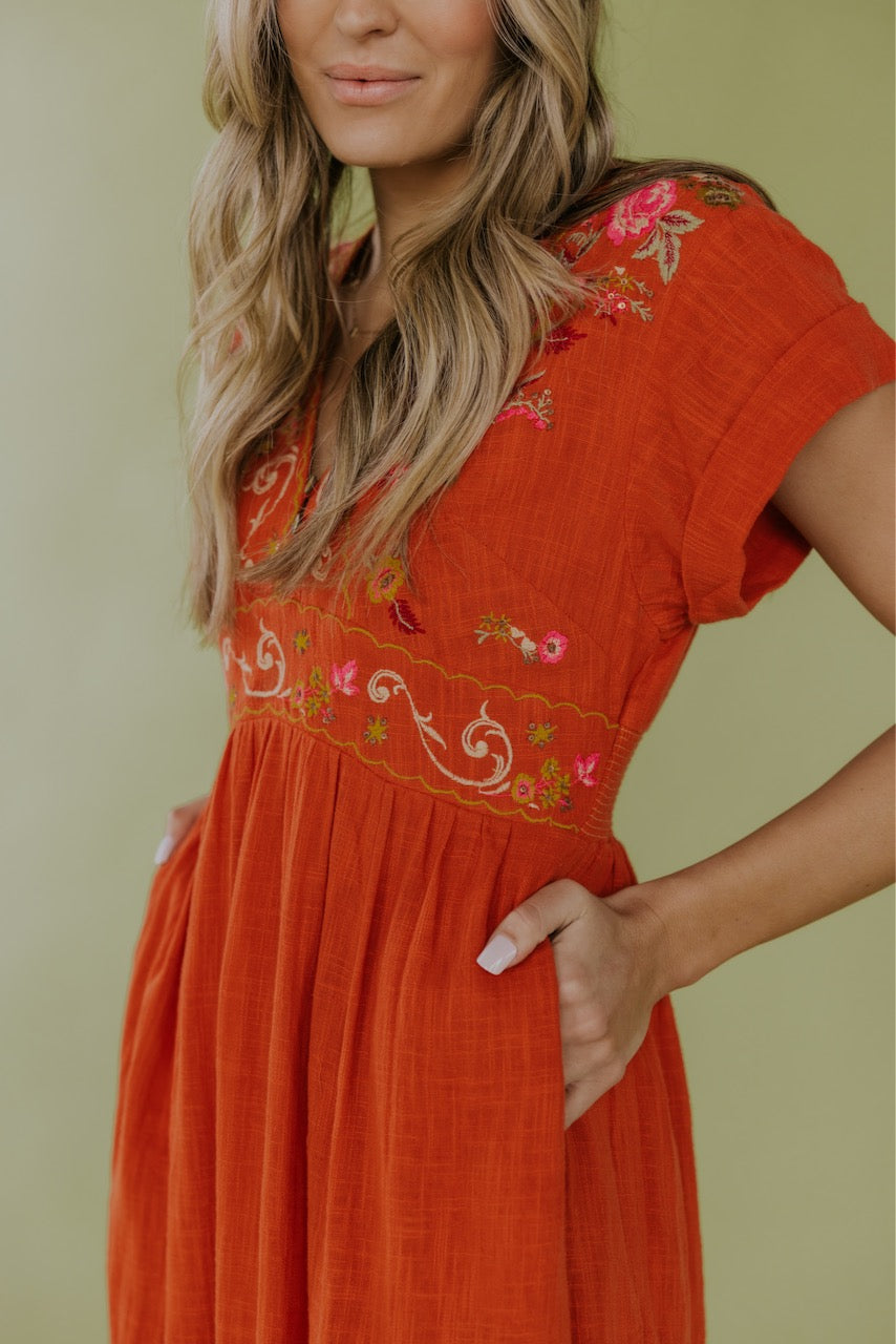 Orange Dresses With Pockets | ROOLEE
