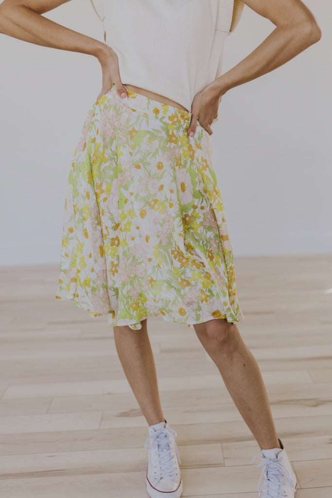 Knee Length Floral Skirt - Summer Must Haves | ROOLEE